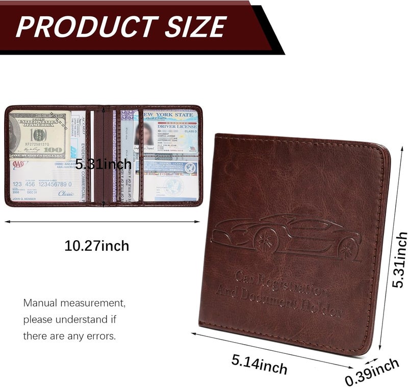 Peisicne Car Registration and Insurance Holder, Vehicle Glove Box Car Organizer with Magnetic Closure for Documents, Cards, License Car Organization, 1-Pack Dark Brown - Image 4